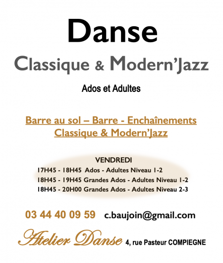 Atelier danse c baujopin danse classique modern jazz ados adultes