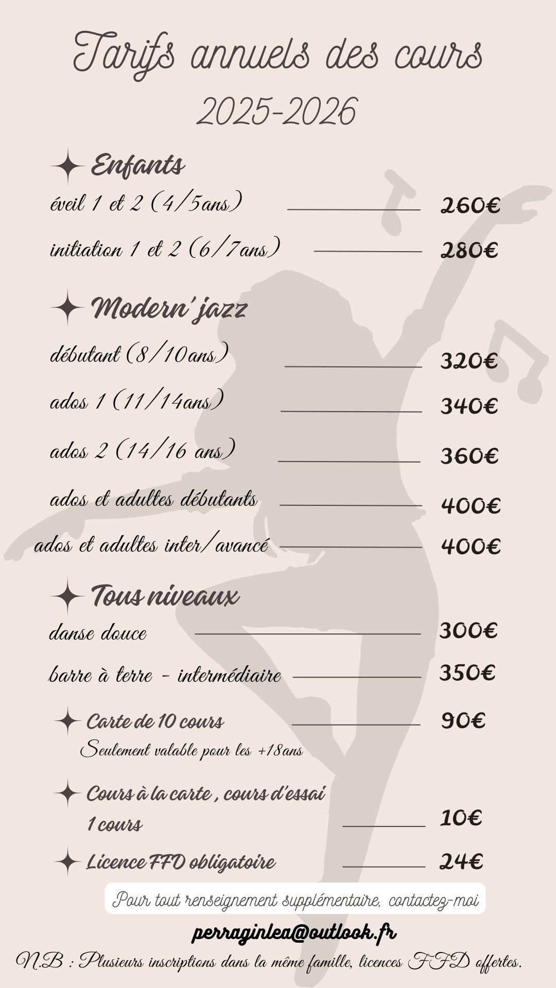 tarifs léa