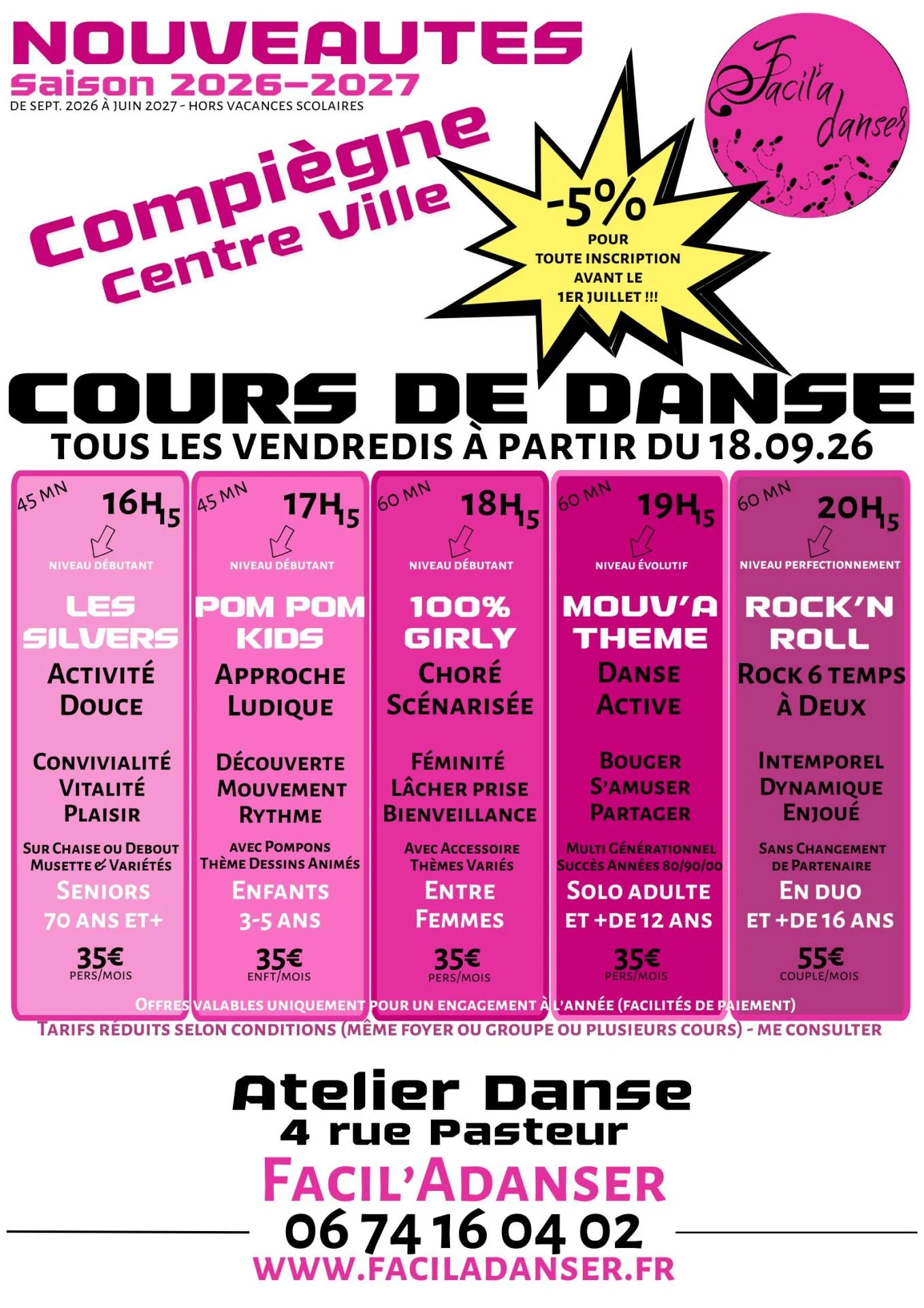 Cours de danse saison 2026 2027